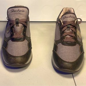 Skechers Womens Size-8.5 Light Brown Pink Vita Luca Leather Sneakers 48772